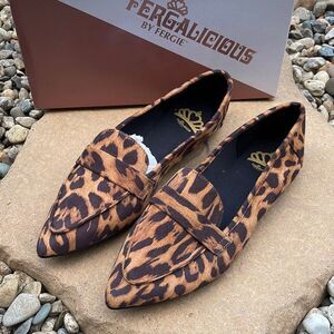Fergalicious By Fergie Womens Flat Shoes Pointed Slip On Leopard JEMM Brown 9.5M